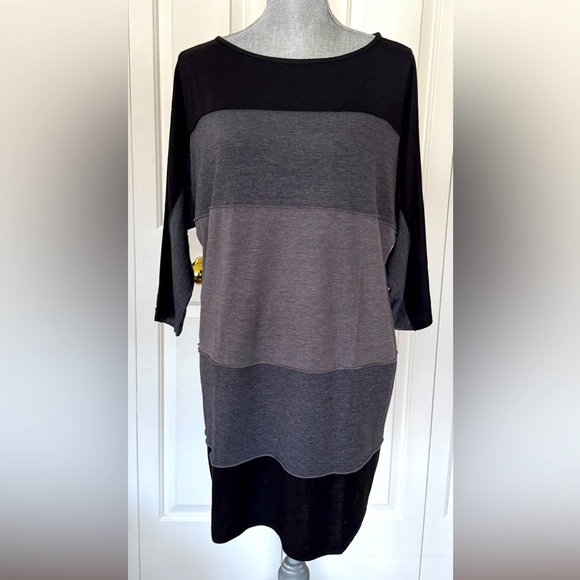 Coco Bianco Striped Long Tunic Top- Sz L - Picture 2 of 11
